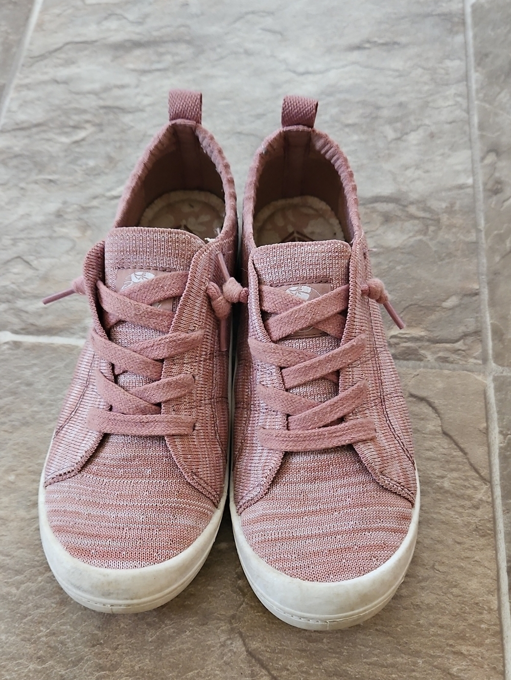 Roxy Pink Knit Lace-Up Sneakers